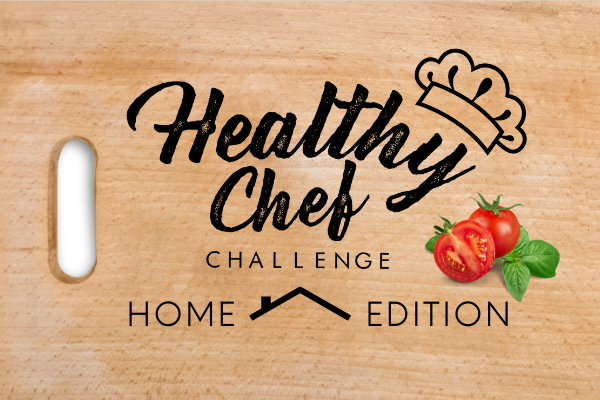 Beyond Hunger Healthy Chef Challenge Home Logo featuring a cutting board with chef's hat and tomatoes