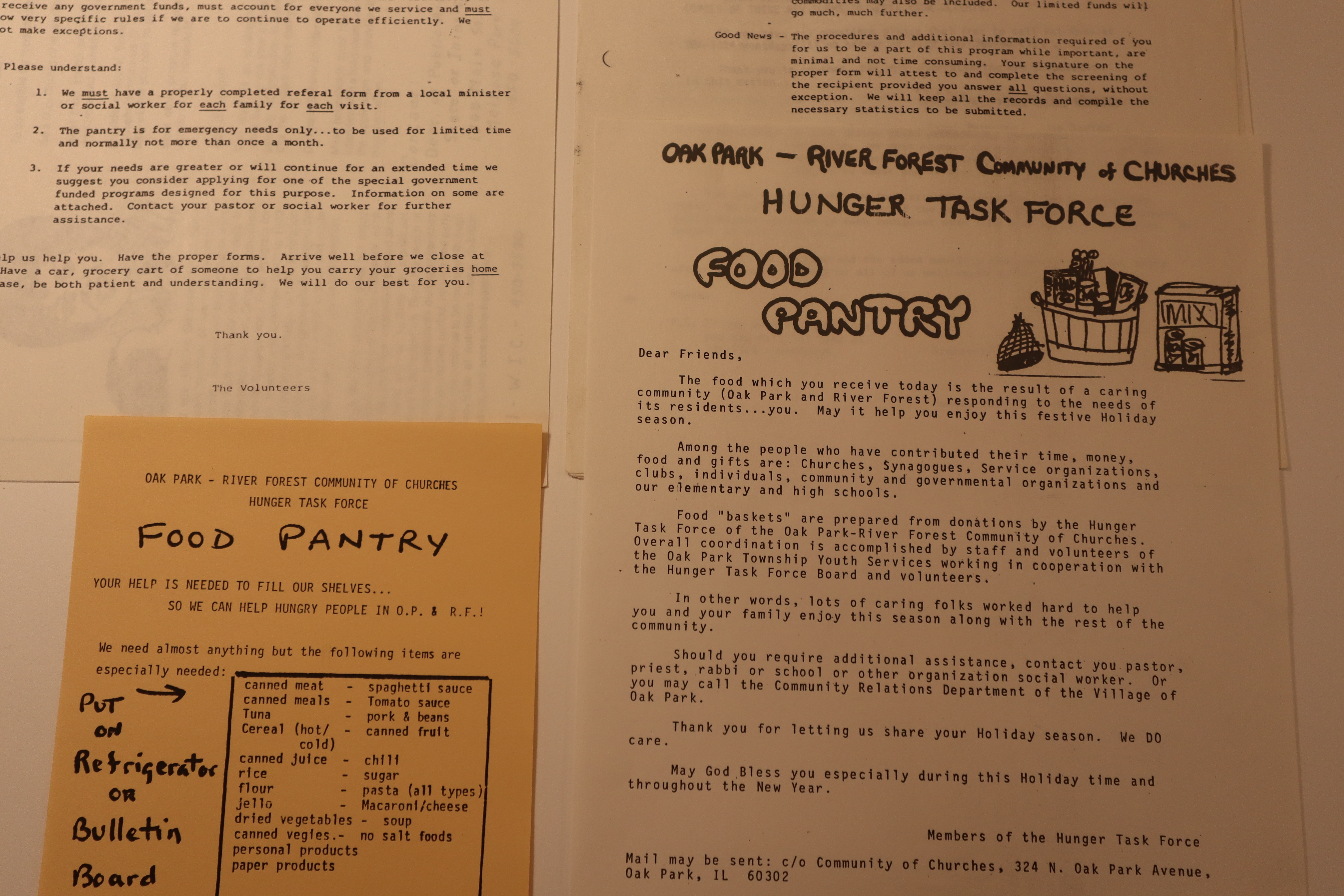 Original pantry documents