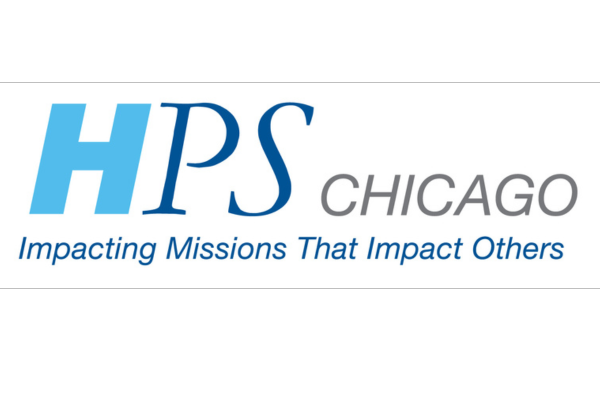 Blue bold HPS Chicago, with tagline beneath saying Impacting Missions That Impact Others