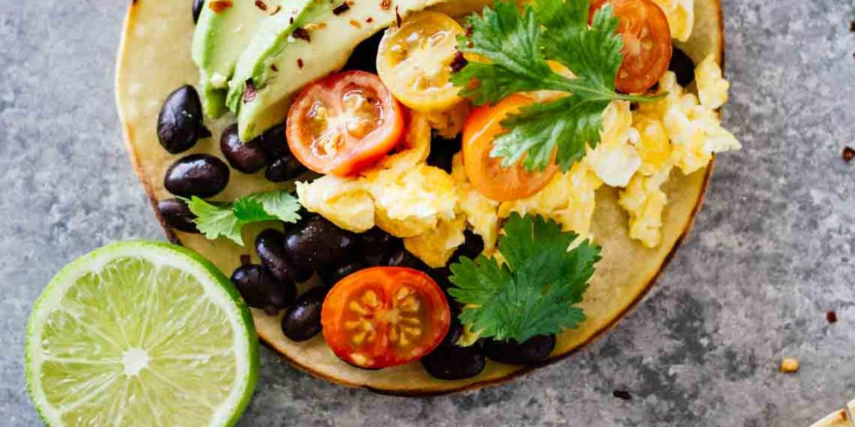 corn tortilla black beans cilantro