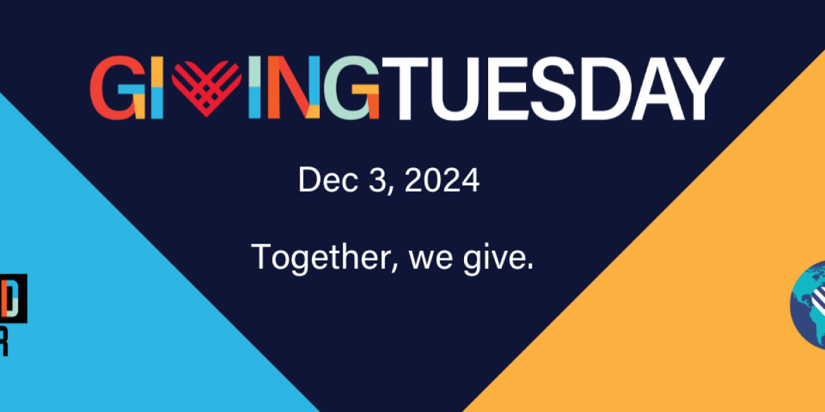 A multi-colored image with the following text: "Giving Tuesday. December 3, 2024. Together, We Give"