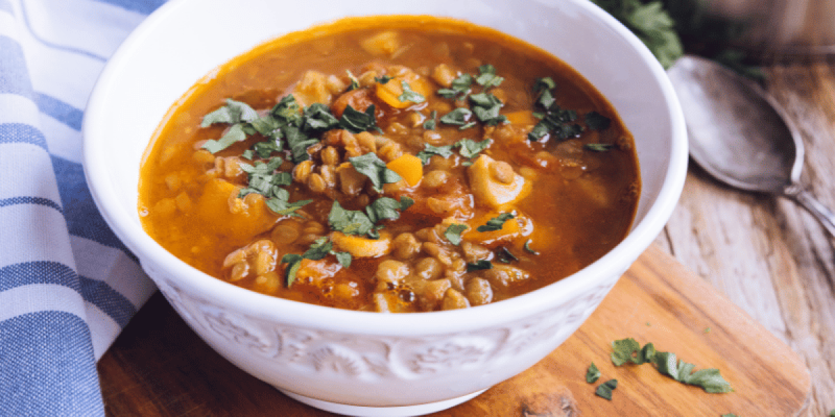 lentil and vegetable soup with pasta 