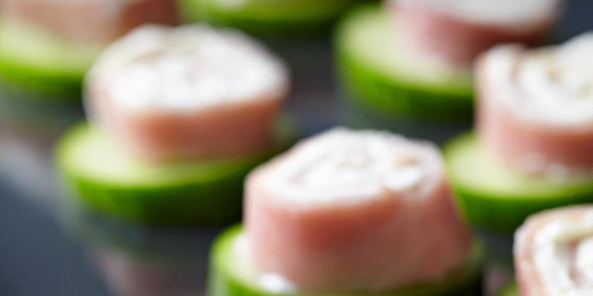 deli ham cream cheese sliced cucumber