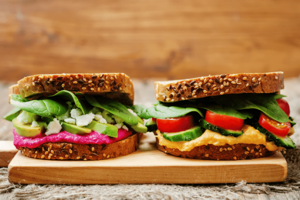 hummus and veggie sandwiches